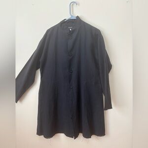 eskandar Black Button-Up Coat A line